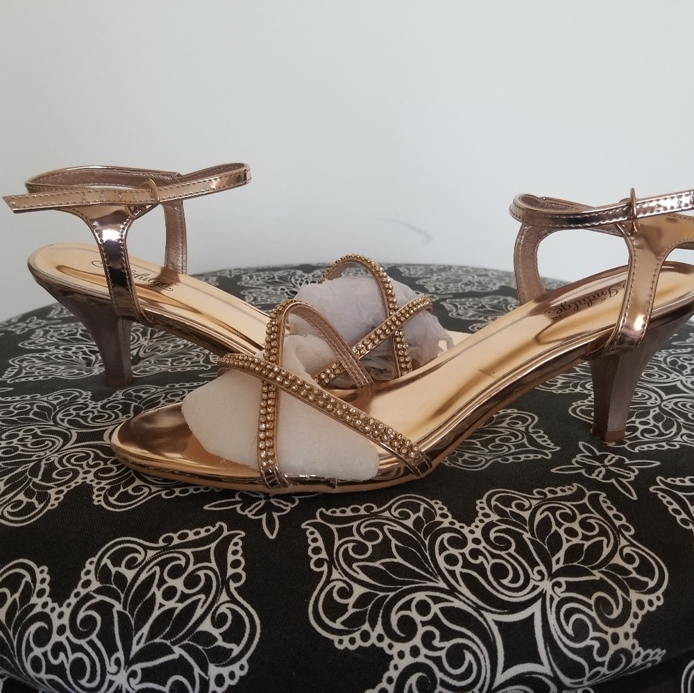 Rose Gold Rhinestone Braidmaid shoe